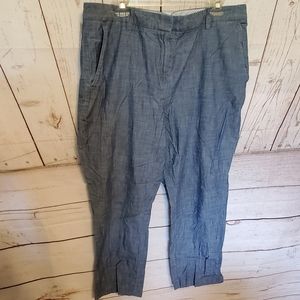 Land's End women's mid rise straight leg light weight cropped pants blue 18